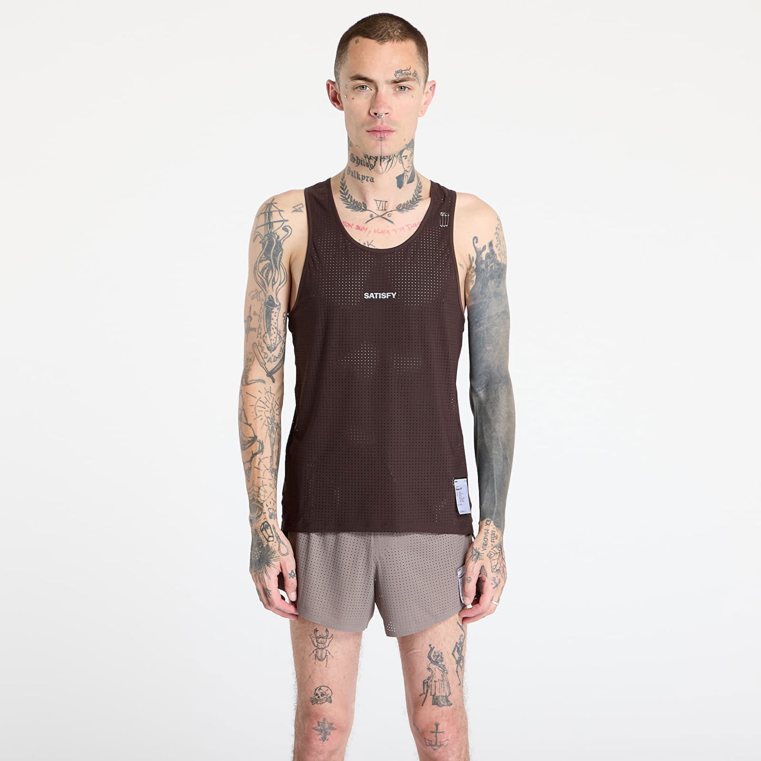 Tanktop Satisfy Satisfy Space-O Perforated Running Singlet Brun | 11004-DM-SAB, 0