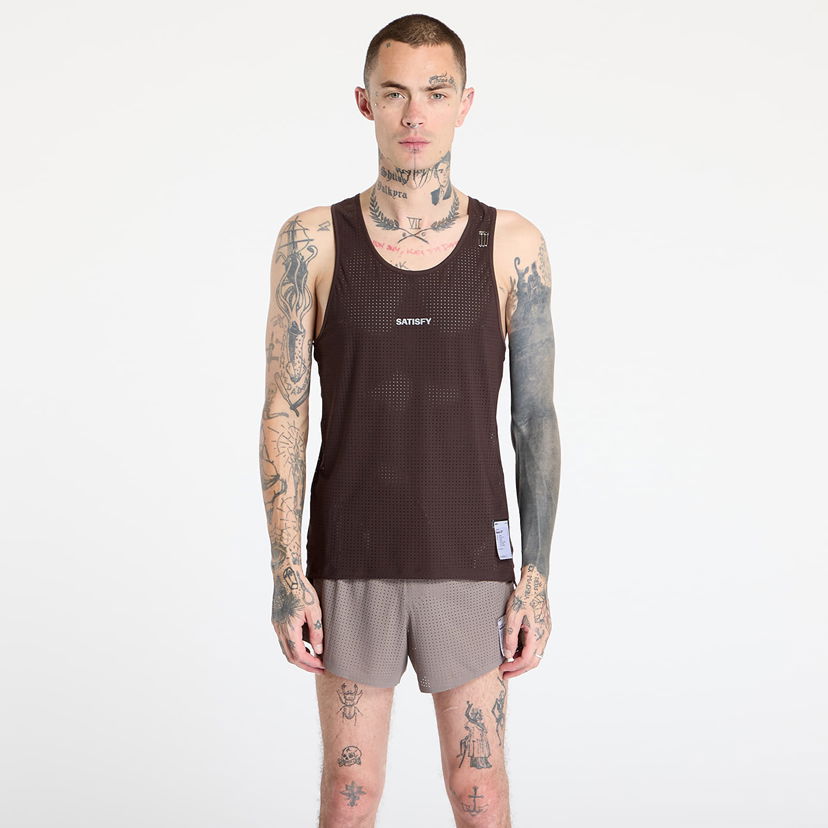 Tanktop Satisfy Satisfy Space-O Perforated Running Singlet Brun | 11004-DM-SAB