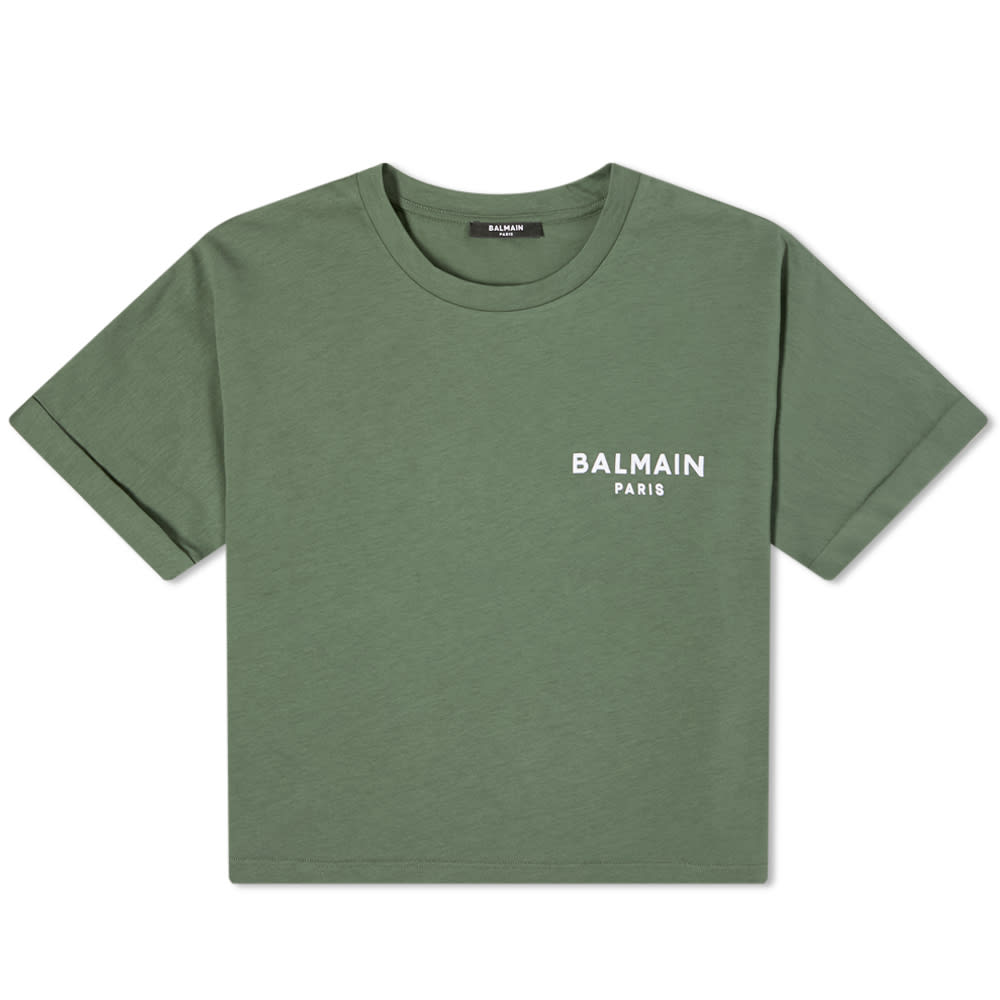 Crop top Balmain Cropped Logo Tee Grøn | WF0EE005B013, 0