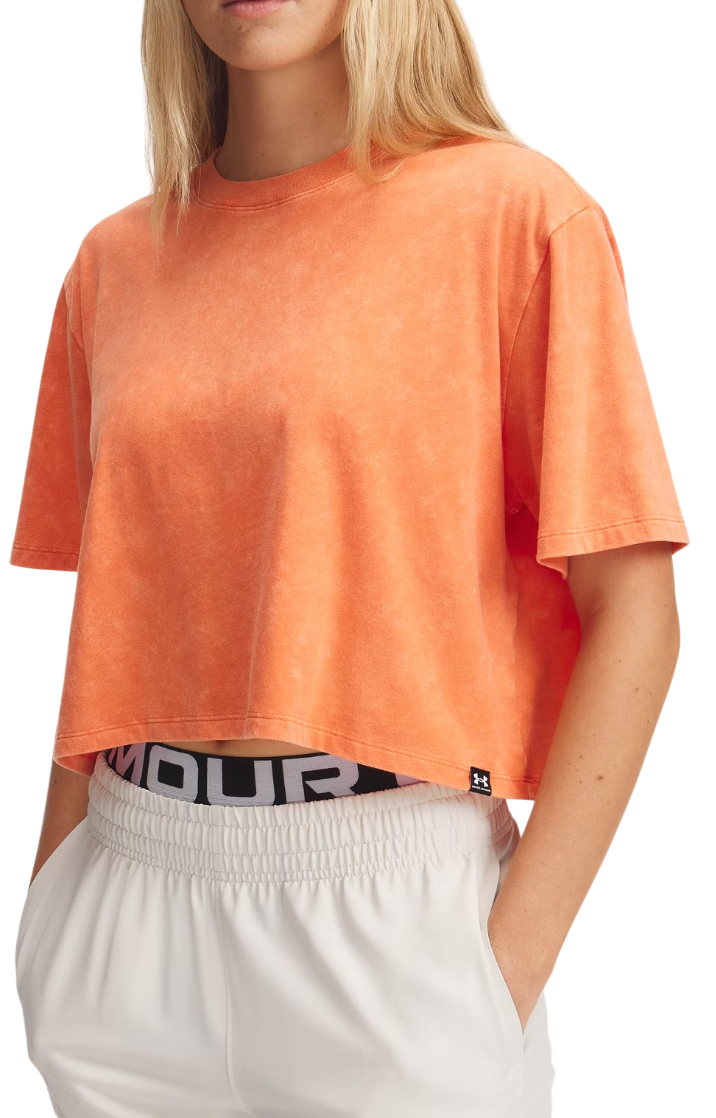 Crop top Under Armour Under Armour Rival Wash Cropped T-Shirt Orange | 1389724-847