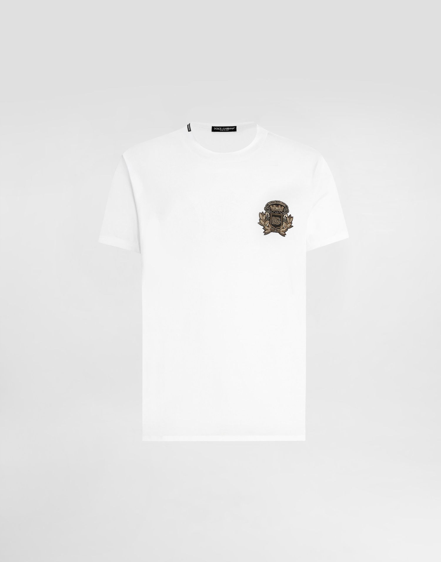 T-shirt Dolce & Gabbana Dolce & Gabbana Cotton T-Shirt with Heraldic Patch Hvid | G8PV1ZG7PJ5W0800, 0