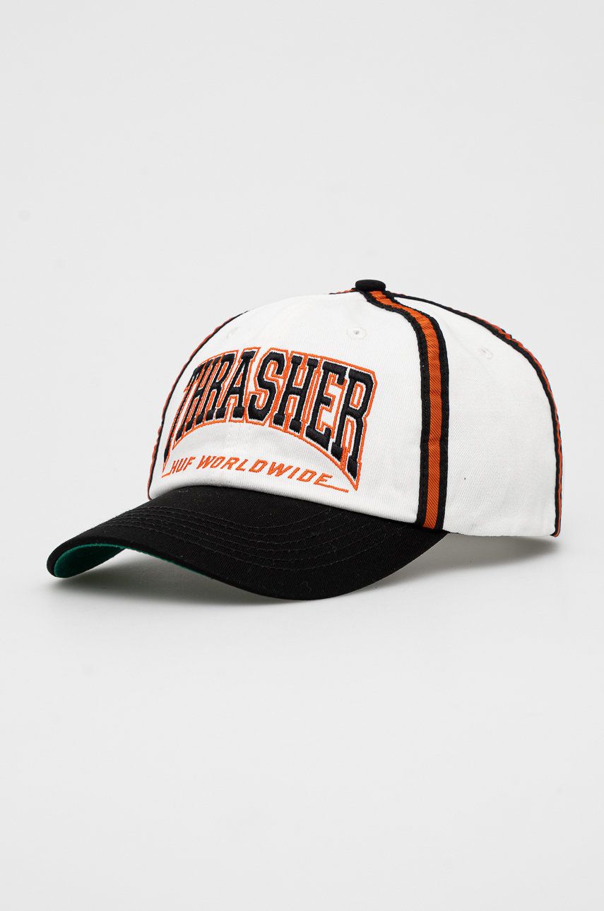 Kasket HUF x Trasher Center Field Snapback Hvid | ht00697, 0