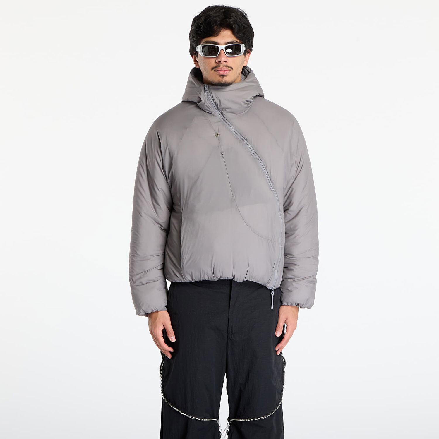 Puffer jakke Post Archive Faction (PAF) Puffer Hooded Asymmetrical Zip Air Jacket Grå | A1-000GR, 0