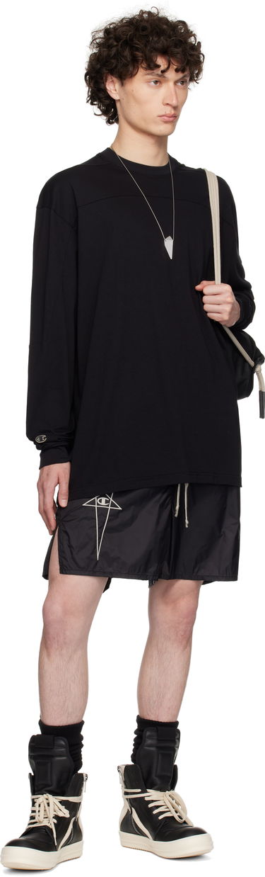 T-shirt Rick Owens Rick Owens Champion Edition Girdered Long Sleeve T-Shirt Sort | CM01E1672 CHJG JERSEY, 3