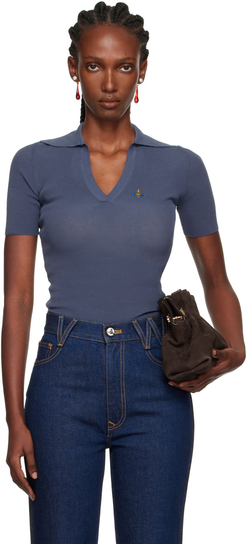 Polo skjorte Vivienne Westwood Vivienne Westwood Marina Knit Polo Blå | 18030040-Y003F-