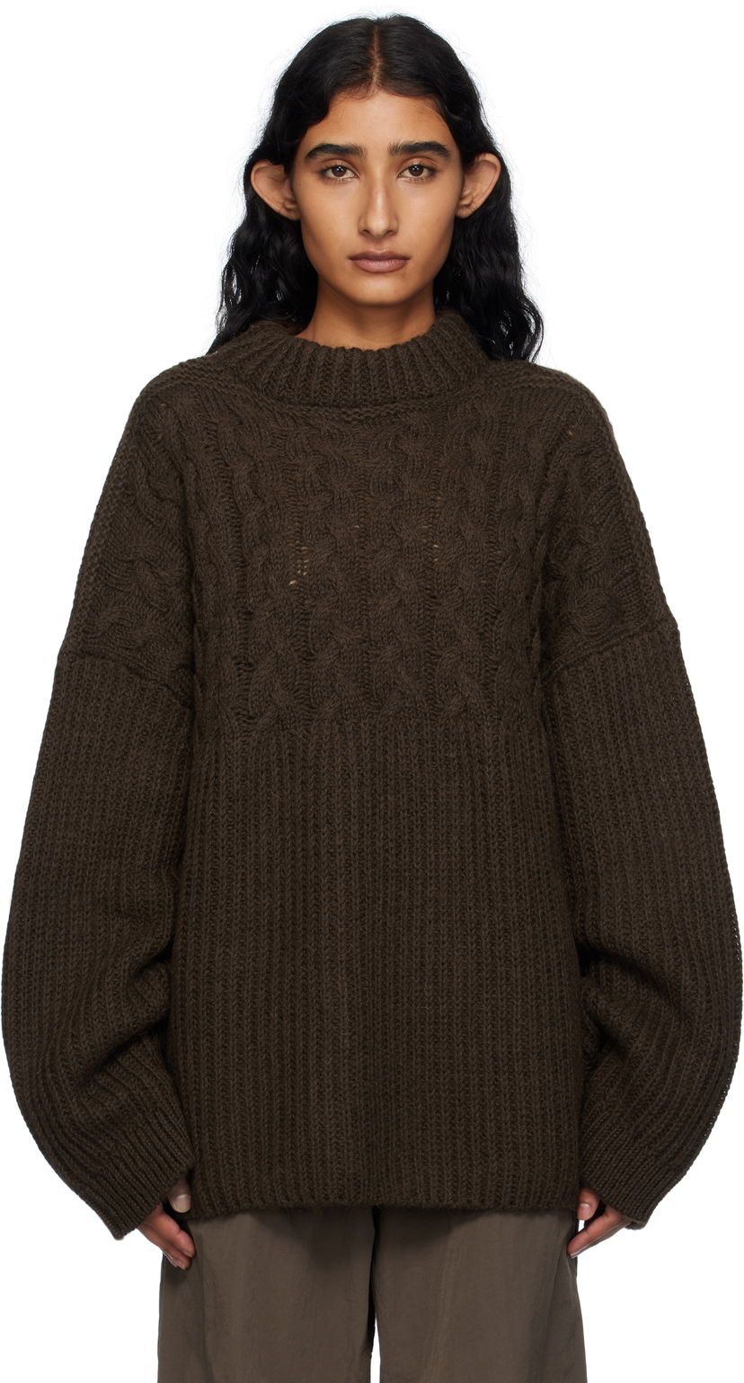 Sweater Cecilie Bahnsen Cecilie Bahnsen Belinda Cable Knit Sweater Brun | 2.25KNI51004 BELINDA JUMPER
