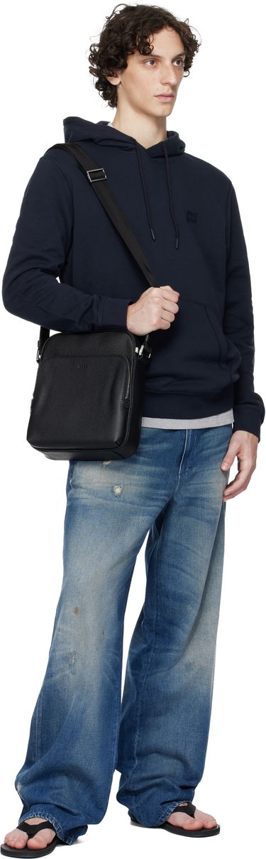 Skuldertaske BOSS Reporter bag in Italian leather with embossed logo Sort | 50529288, 4
