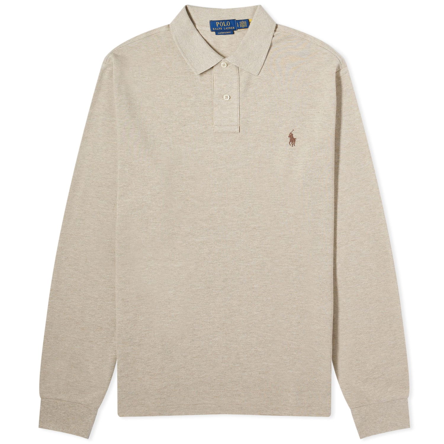 Polo skjorte Polo by Ralph Lauren Long Sleeve Custom Fit Polo Shirt "Tuscan Beige Heather" Beige | 710680790117, 0