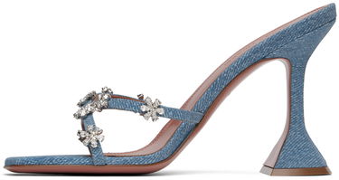 Tilbehør Amina Muaddi Amina Muaddi Lily 95 Heeled Sandals Blå | LILY SLIPPER 95 CL PRINTED SUEDE, 2