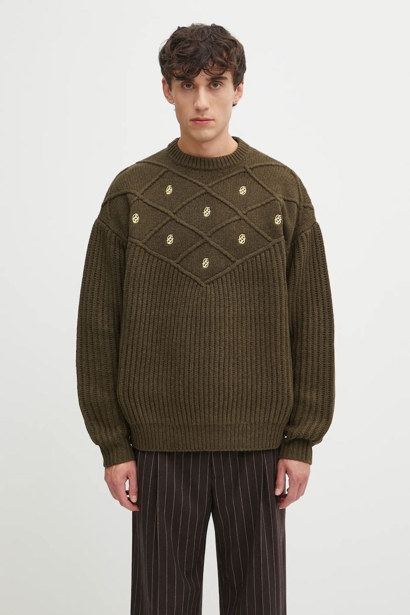 Sweater Drôle de Monsieur Drôle de Monsieur La Maille Monogramme Wool Knit Sweater Grøn | I.PO180.WO018