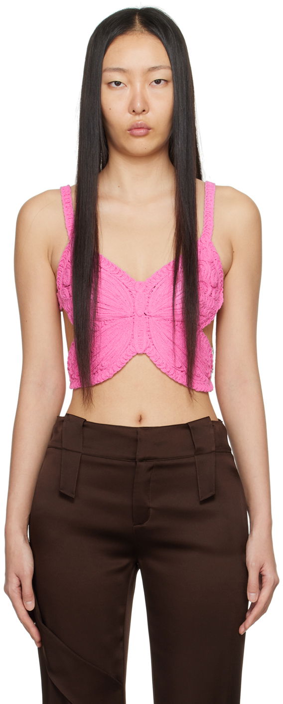 Tanktop Blumarine Butterfly Knitted Tank Top Lyserød | P422M454A