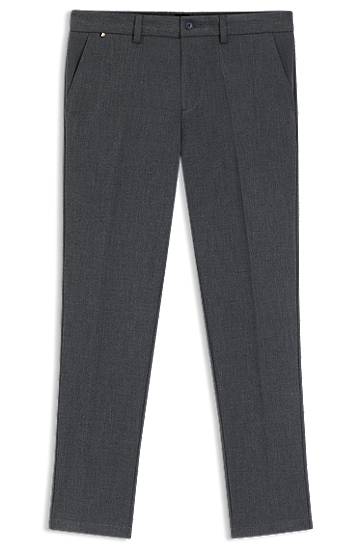Bukser BOSS Slim-Fit Brushed Herringbone Trousers Grå | 50549452
