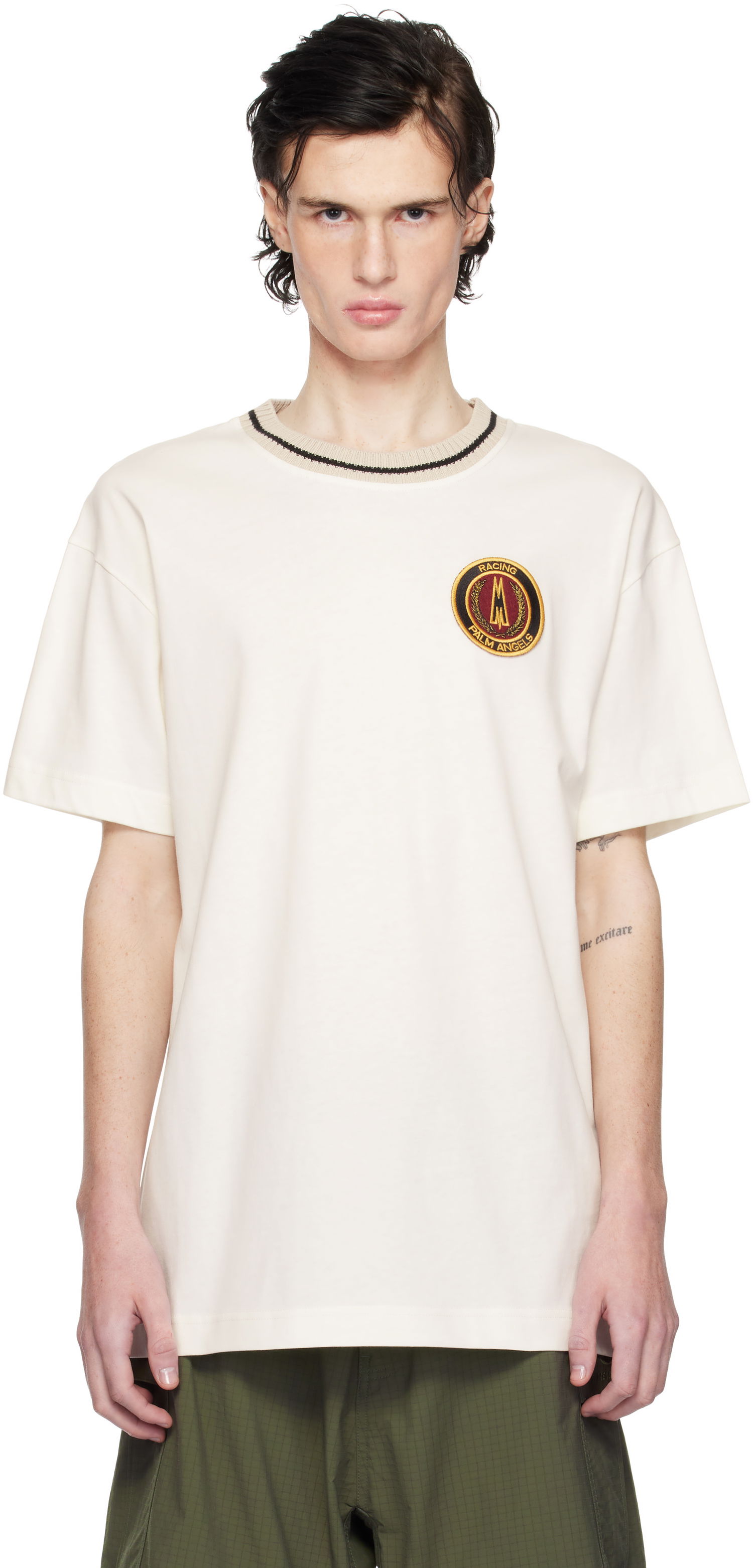 T-shirt Moncler Moncler Genius x Palm Angels Racing T-Shirt Beige | J209L8C0000189AKK, 0