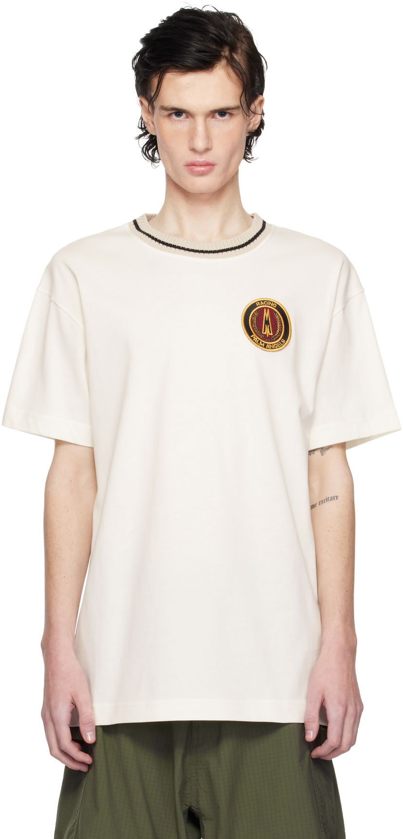 T-shirt Moncler Moncler Genius x Palm Angels Racing T-Shirt Beige | J209L8C0000189AKK
