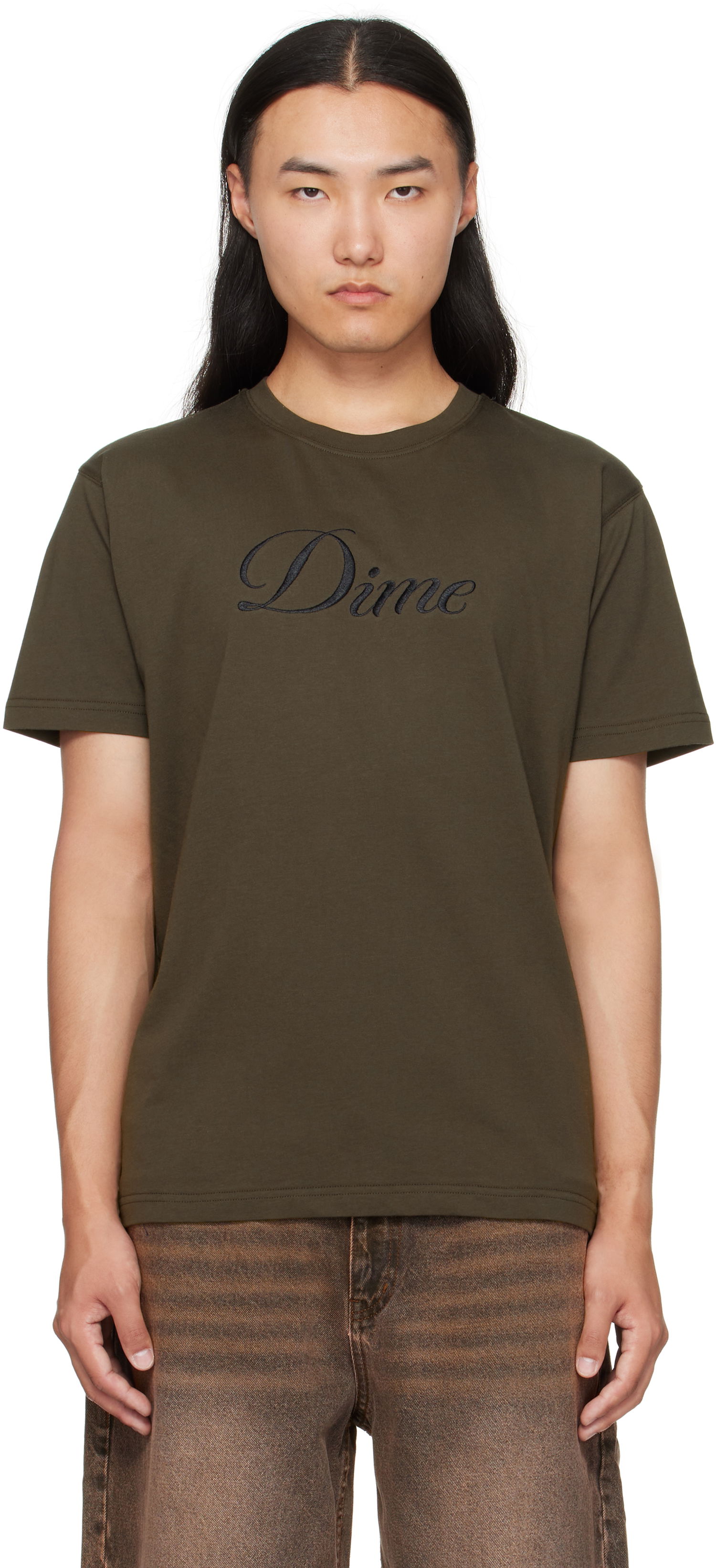T-shirt Dime Dime Cursive T-Shirt Grøn | DIMEFA2574BLK, 0