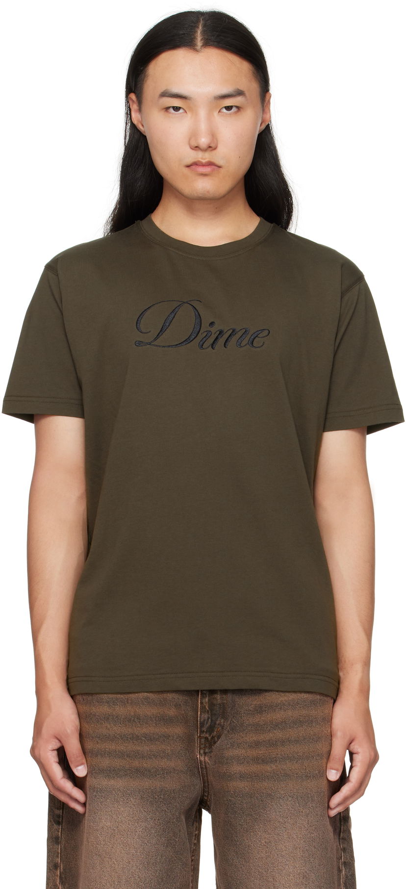 T-shirt Dime Dime Cursive T-Shirt Grøn | DIMEFA2574BLK