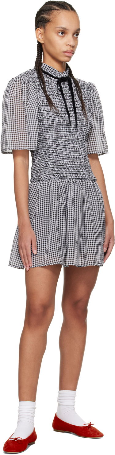 Kjole GANNI GANNI Sheer Check Smock Mini Dress Sort | W0034, 3