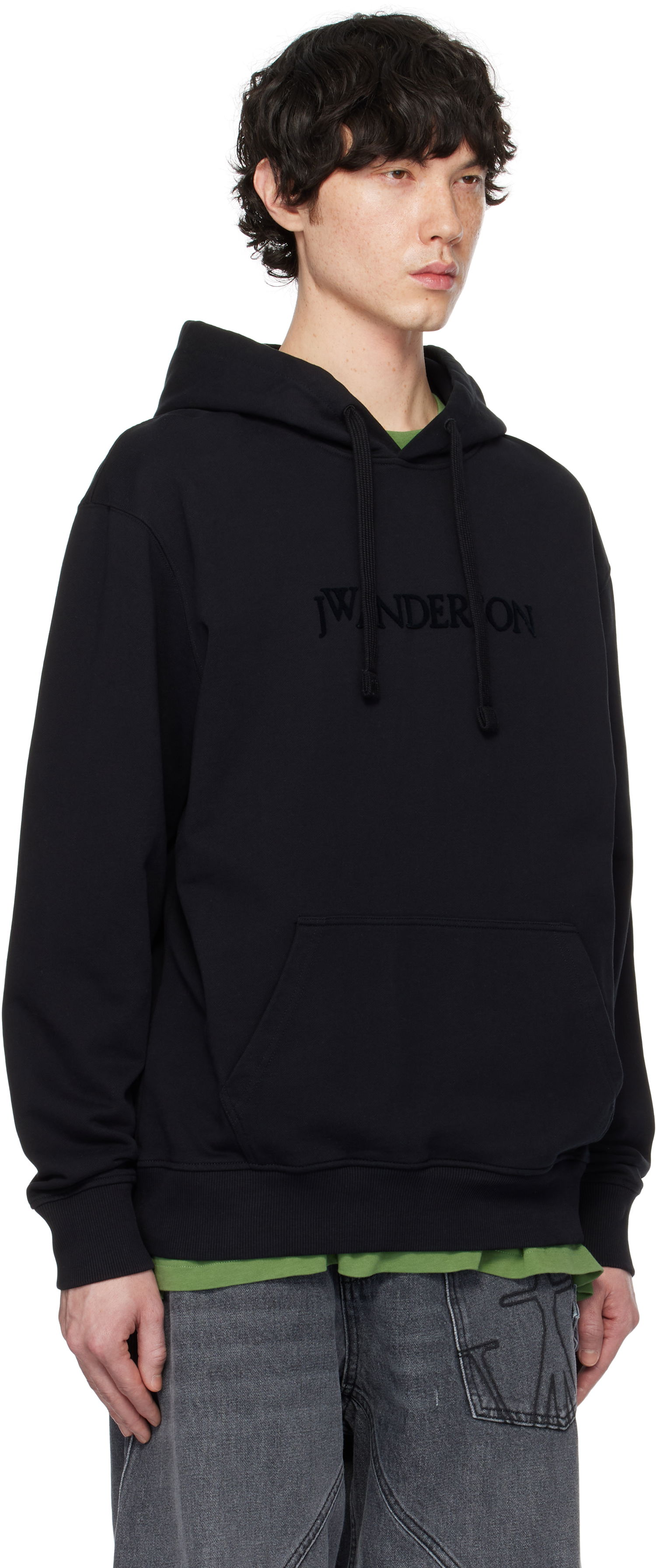 Sweatshirt JW Anderson JW Anderson Logo Embroidery Hoodie Sort | JW0214-PG1632, 1