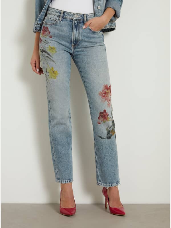 Bukser og jeans GUESS High Rise Straight Denim Pant Blå | W4GA16D4VII, 0