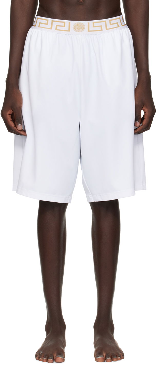 Shorts Versace Versace Greca Border Swim Shorts Hvid | 1003754 1A02555