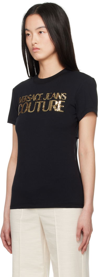 T-shirt Versace Versace Jeans Couture Sequin Logo T-Shirt Sort | E78HAHE00_ECJ02E, 3