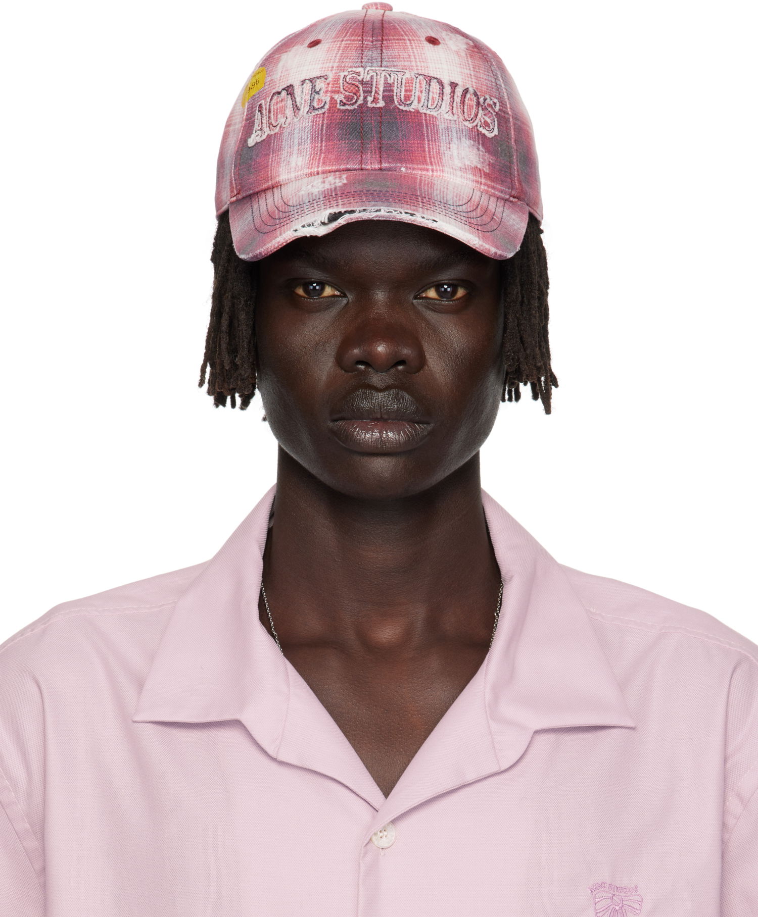 Kasket Acne Studios Distressed Plaid Cap Lyserød | C40411-, 0