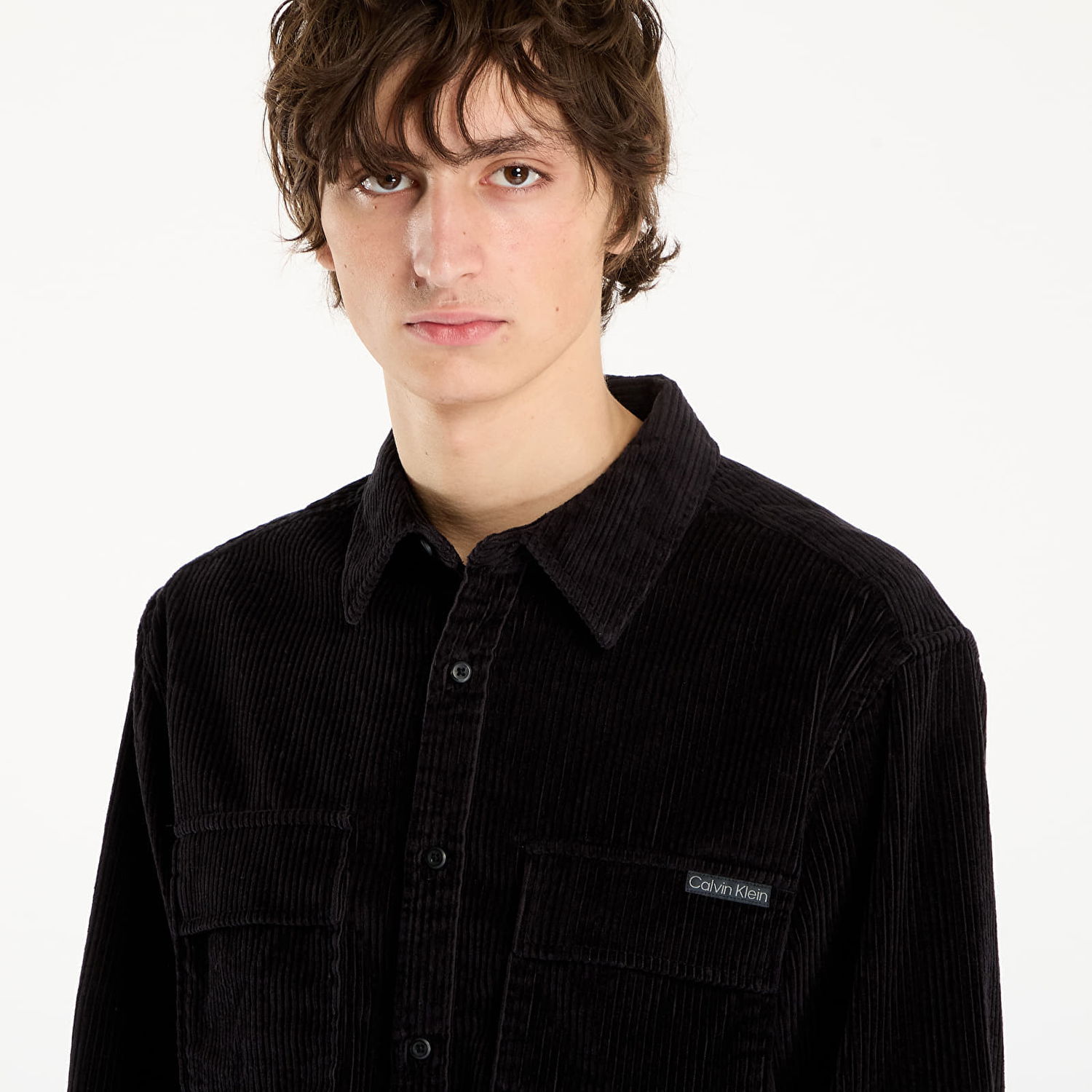 Skjorte CALVIN KLEIN Ls Corduroy Pocket Shirt Sort | LV04RD106G UB1, 1
