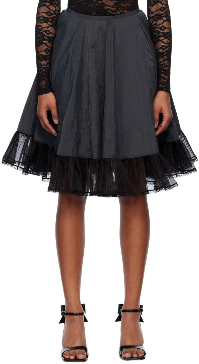 Nederdel We11done We11done Flared Midi Skirt with Tulle Sort | WD-SK1-23-023-W-BK, 0