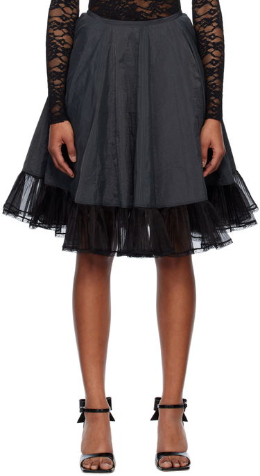 Nederdel We11done We11done Flared Midi Skirt with Tulle Sort | WD-SK1-23-023-W-BK, 0