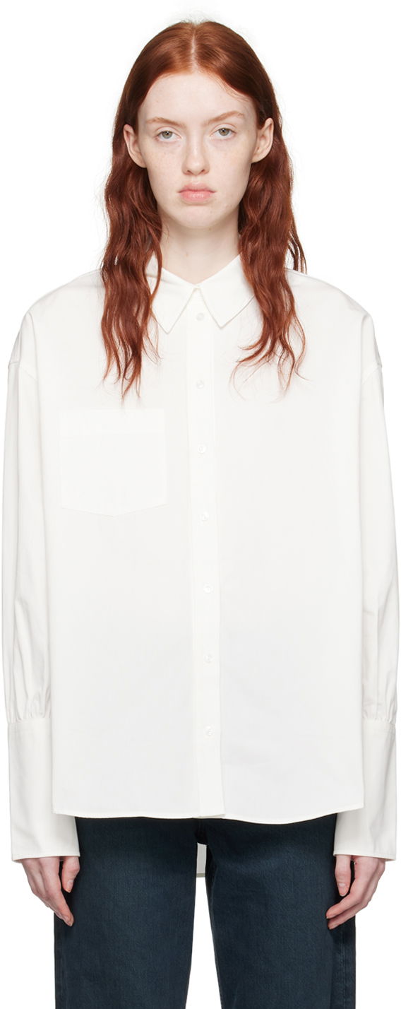 Skjorte Anine Bing ANINE BING Maxine Long Sleeve Button-Up Shirt Hvid | A-07-5832-100