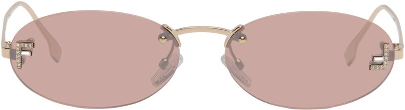 Solbriller FENDI 'Fendi First' Crystal Oval Rimless Sunglasses Lyserød | FE4075USW5428Z 192337234699