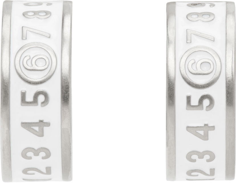 Øreringe Maison Margiela MM6 Maison Margiela White Enamel Number Logo Earrings Hvid | SM6VG0084 P7211