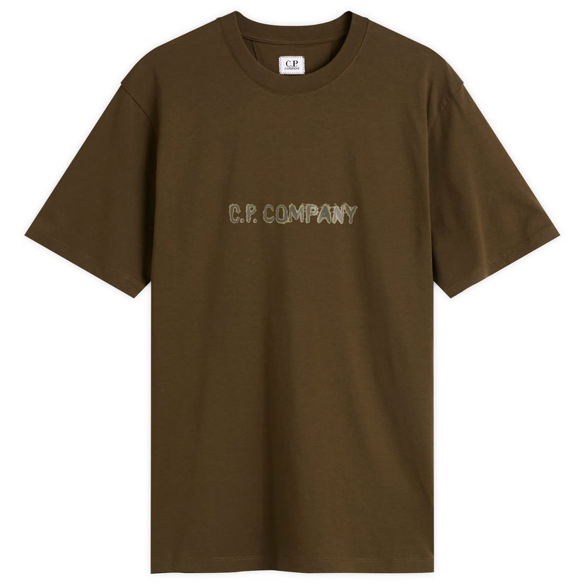 T-shirt C.P. Company Text Logo T-Shirt Grøn | 19CMTS108A-006586W-683