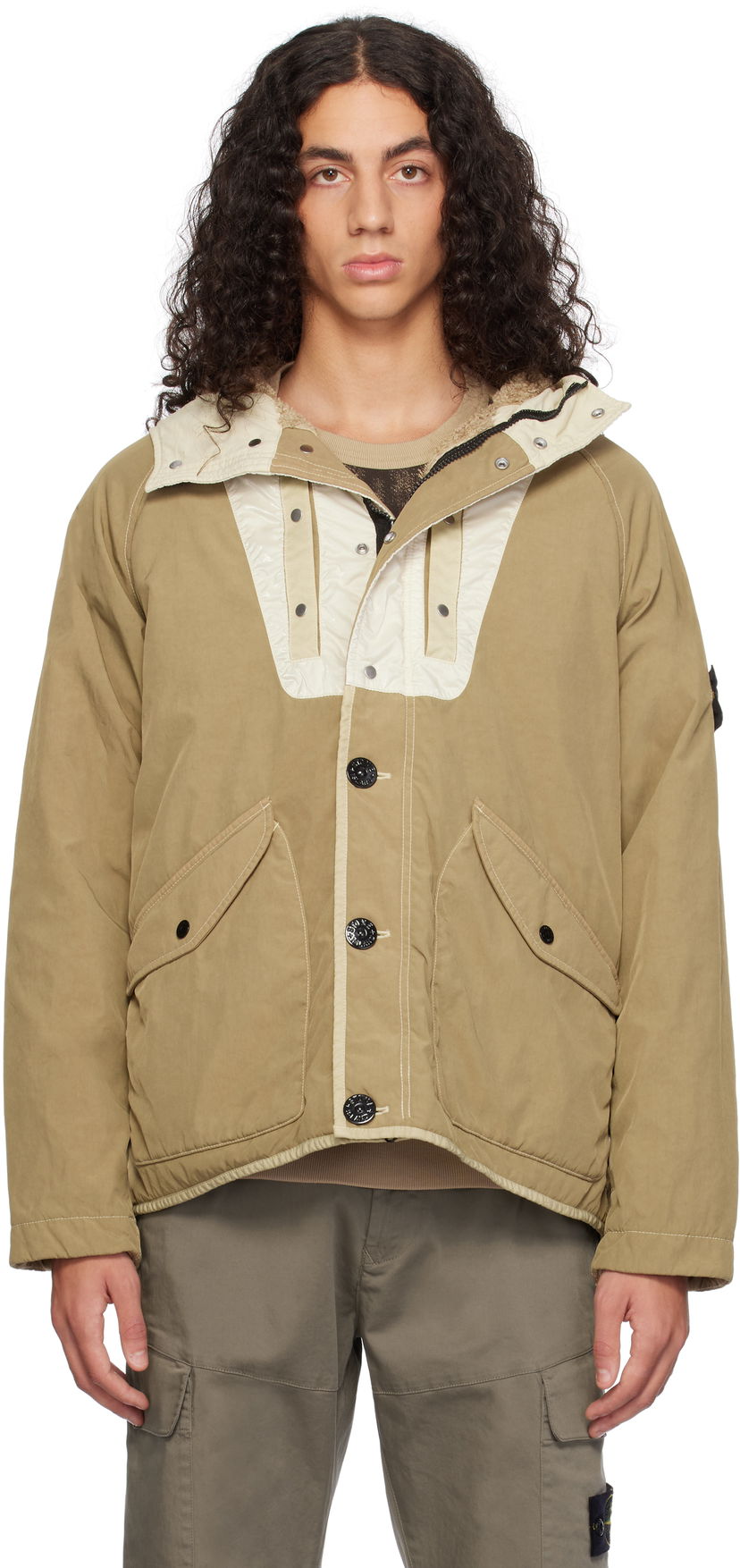 Parka Stone Island Hooded Jacket Beige | 811544021