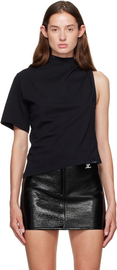 T-shirt Courrèges Courrèges Twist Asymmetrical T-Shirt Sort | 325JTS209JS0233, 0