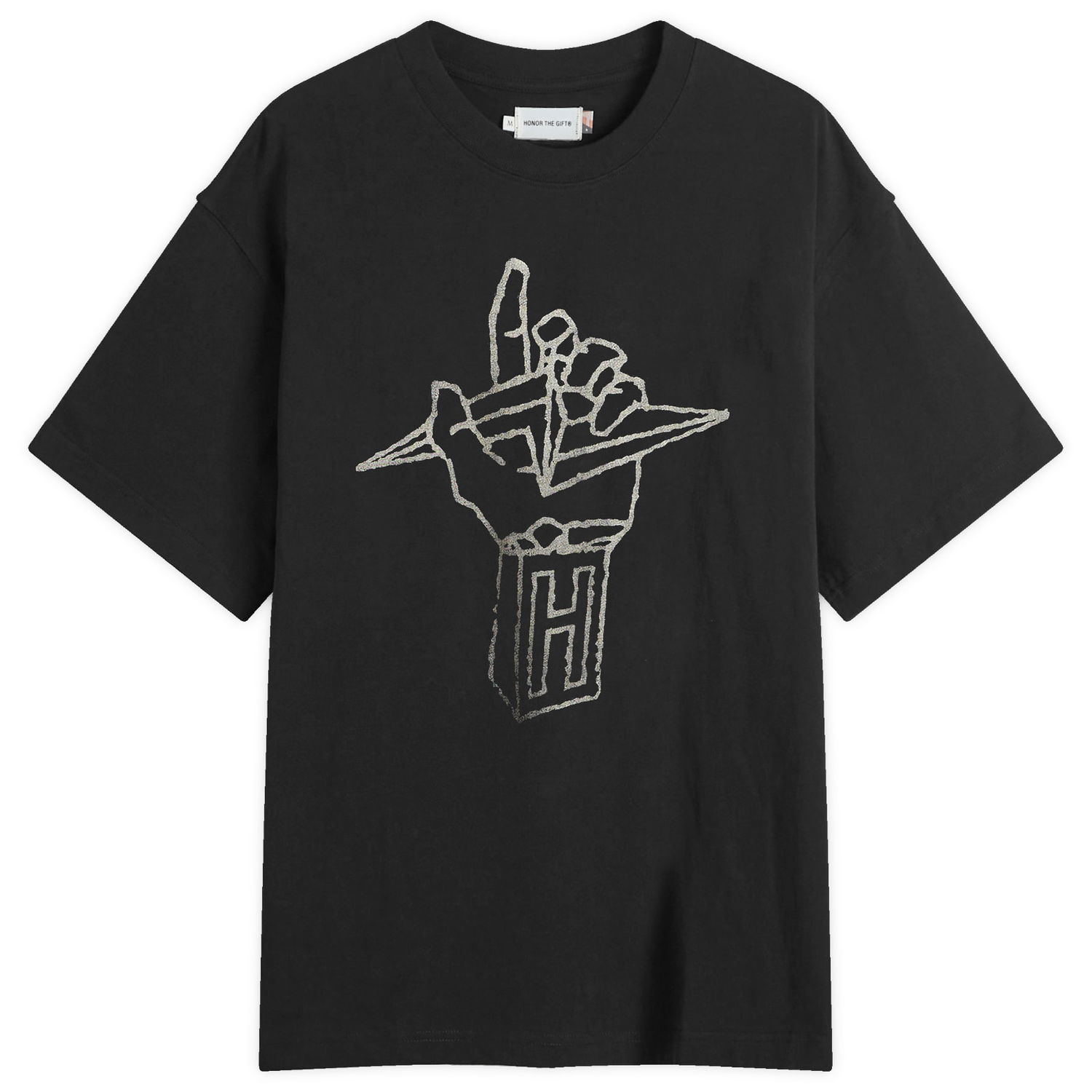 T-shirts og tank tops Honor The Gift Lightning Hand T-Shirt Sort | HTG240391-BLK, 0