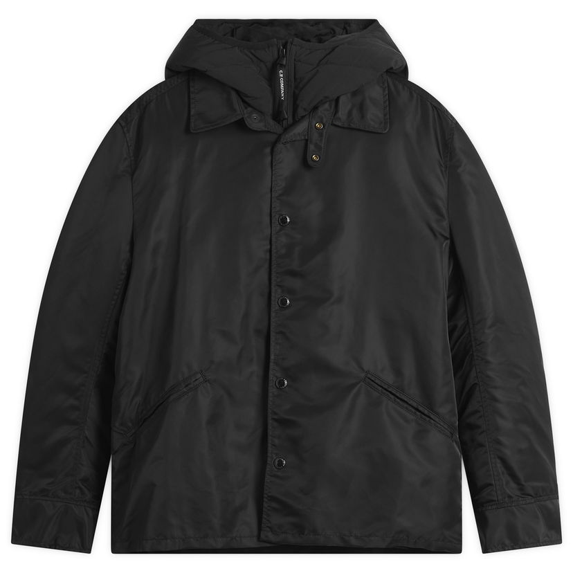 Jakke Junya Watanabe Junya Watanabe x C.P. Company Nylon Twill Hooded Goggle Jacket Sort | WP-J915-100-1