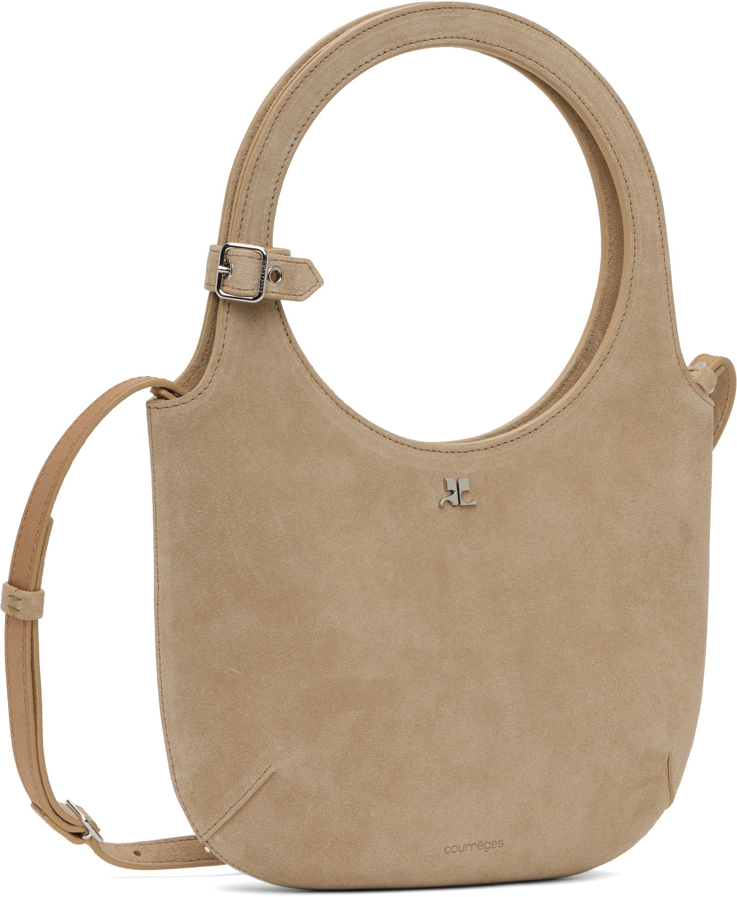 Håndtaske Courrèges Courrèges Holy Suede Shoulder Bag Beige | 125GSA102CR0024, 1