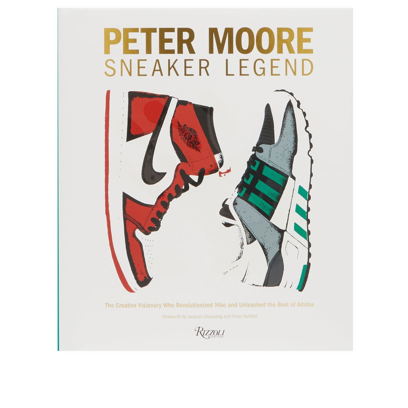 Bog og blad Rizzoli Peter Moore: Sneaker Legend by Jason Coles/Jacques Chassaing/Tinker Hatfield Hvid | 9780847835430