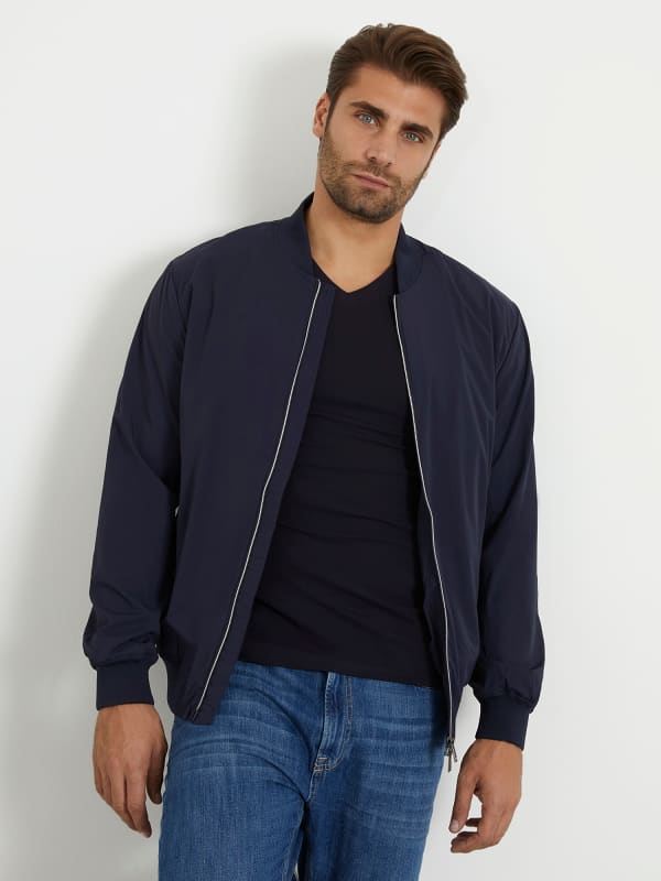 Bomberjakke GUESS Tech Stretch Bomber Jacket Mørkeblå | M4RL02WFVY2, 0