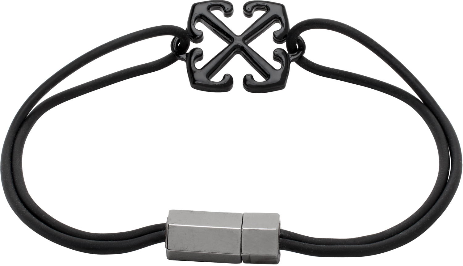 Armbånd Off-White Rubber Bracelet With Metal Clasp Sort | OMOA10AC99MET0011010, 1