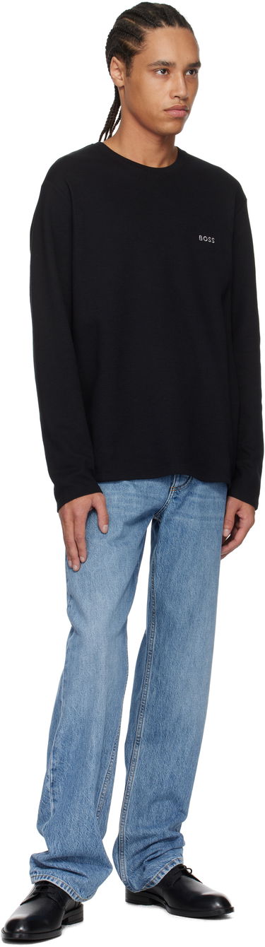 Sweater BOSS BOSS Waffle-Structured T-Shirt Sort | 50535870, 3