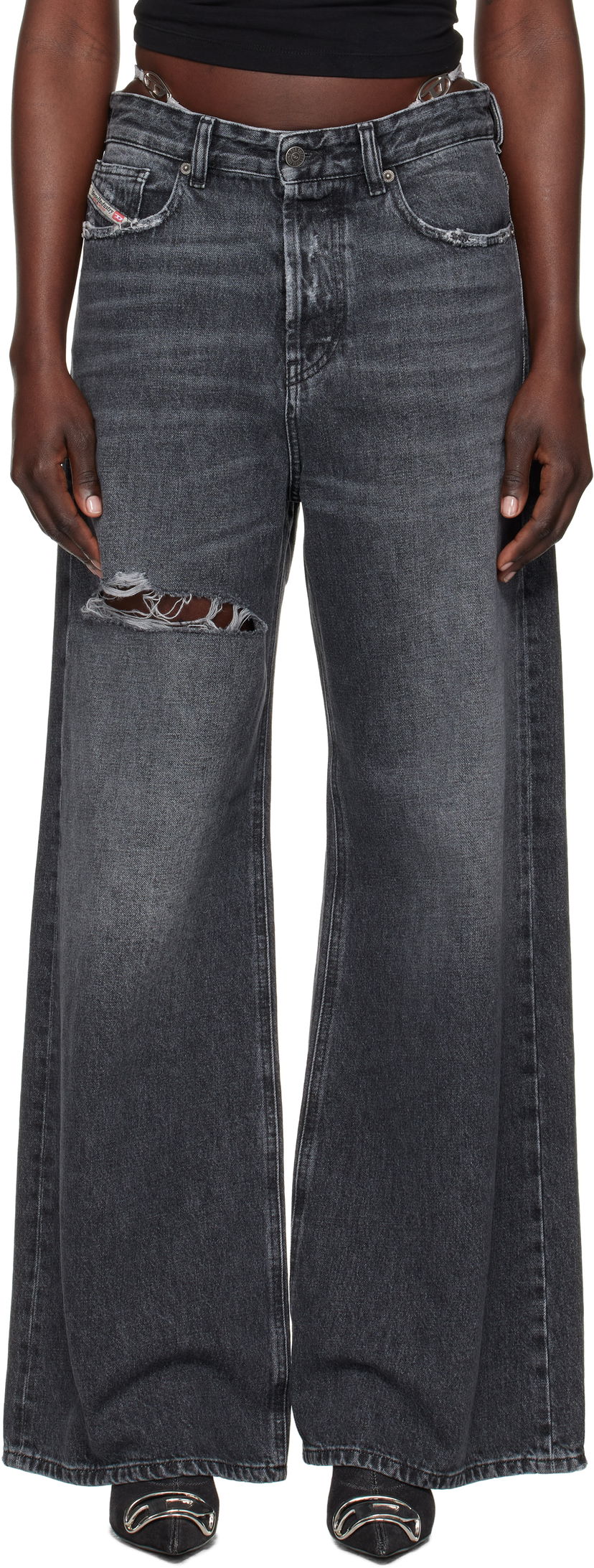 Jeans Diesel Relaxed Fit Distressed Jeans Sort | A06925 007X4