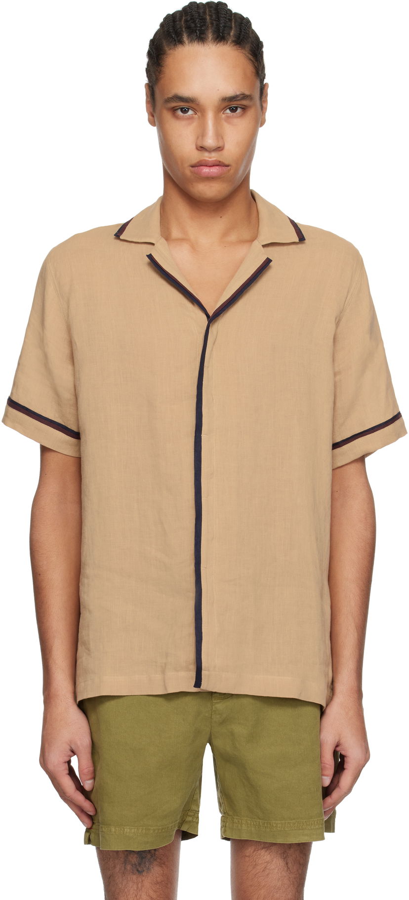 Skjorte Orlebar Brown Orlebar Brown Maitan Linen Resort Shirt Beige | 280304