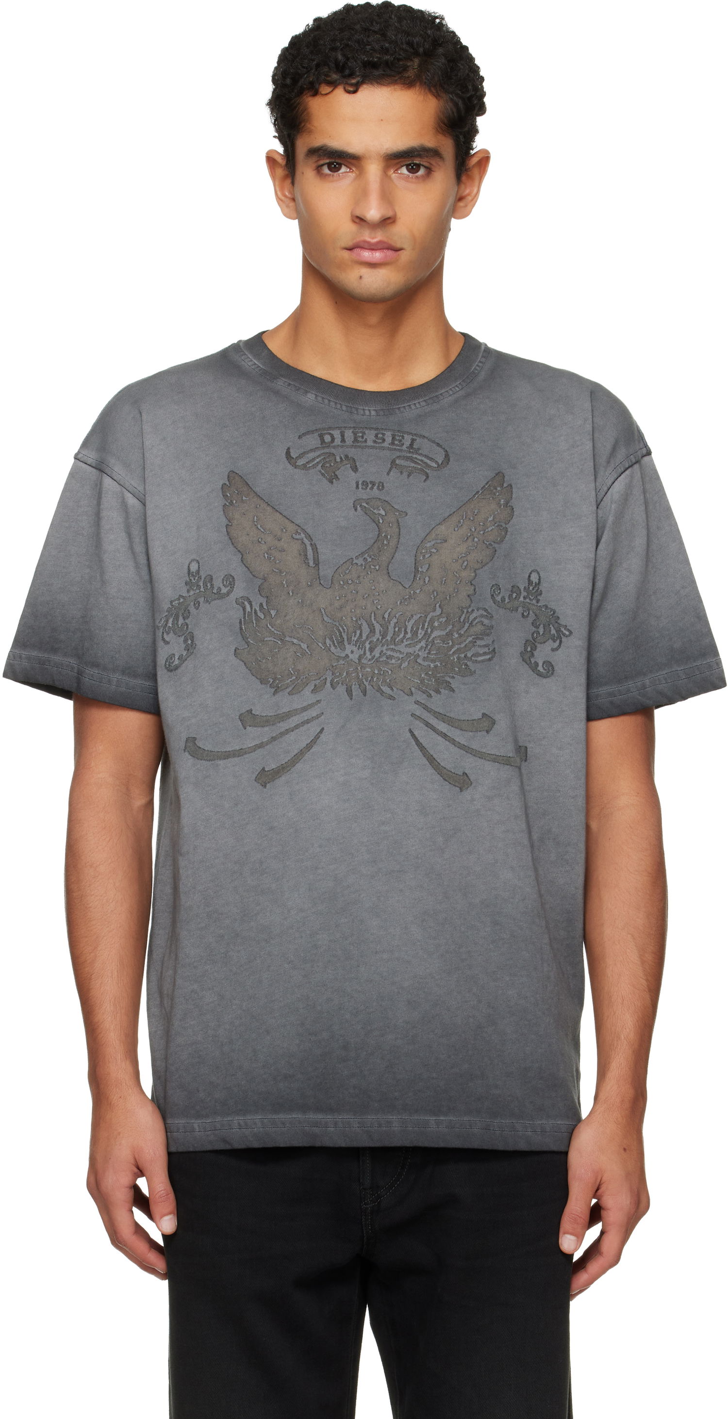 T-shirt Diesel Faded Crewneck T-shirt with Eagle Print Grå | A19373-0DLBW-93R, 0