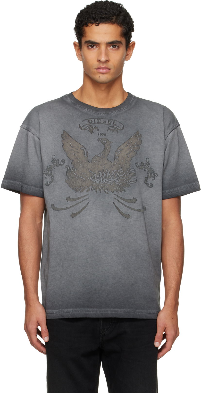 T-shirt Diesel Faded Crewneck T-shirt with Eagle Print Grå | A19373-0DLBW-93R