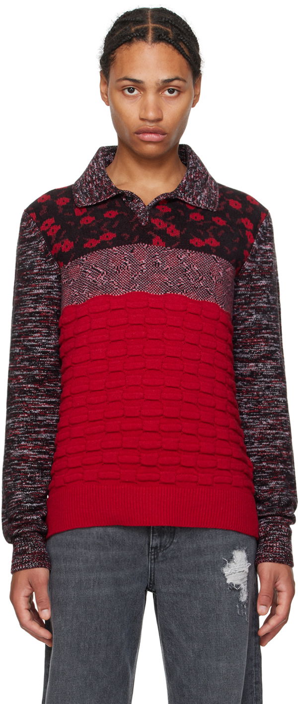 Polo skjorte JW Anderson Multi-Texture Polo Rød | KW1231-YN0357