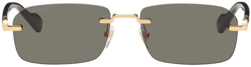 Solbriller Gucci Rimless Sunglasses "Black & Gold" Sort | GG1221S-001, 0