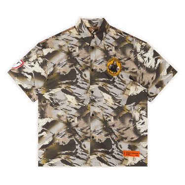 Skjorte HERON PRESTON Camo Popeline Bowling Shirt Grøn | HMGA027S22FAB0025900, 0