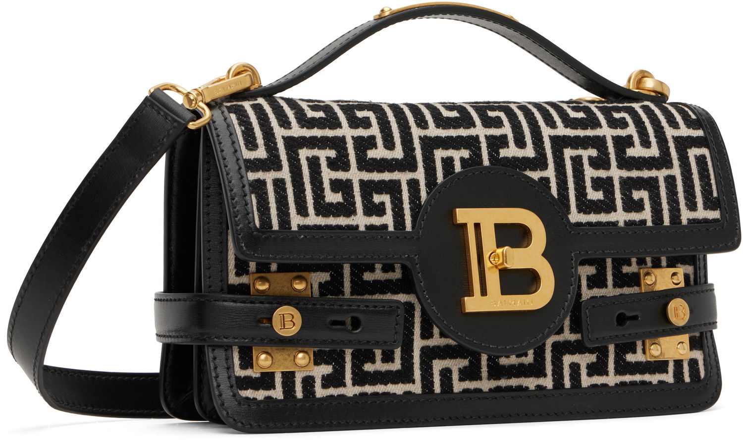 Skuldertaske Balmain Balmain B-Buzz 24 Canvas and Leather Bag Sort | EN1DA829TJGH, 1